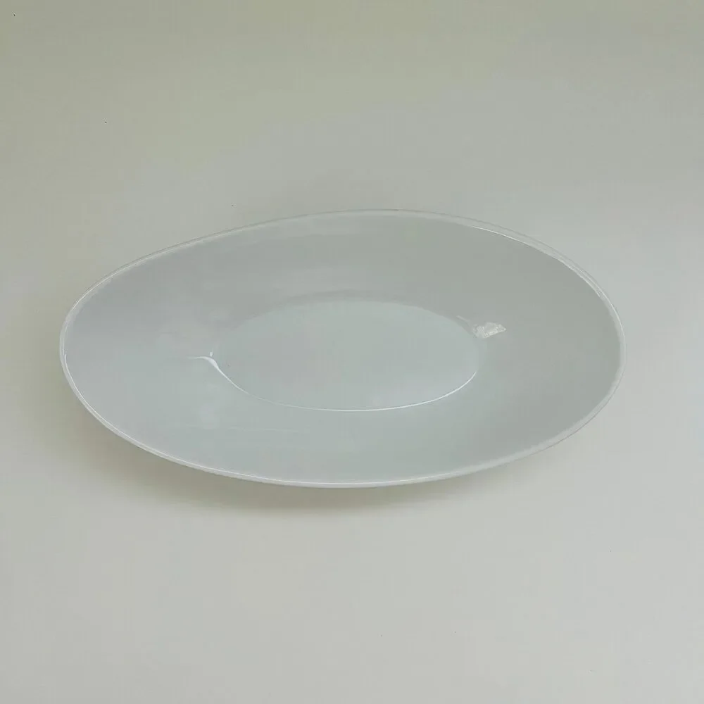 SIDES by OVER & BACK White Porcelain Oval Curved Boat Serving Bowl